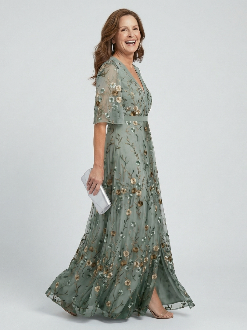 Demetria | Flowing Floral Evening Dress
