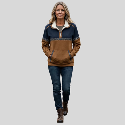 Iverelle | Plush Collar Half Zip Sweatshirt