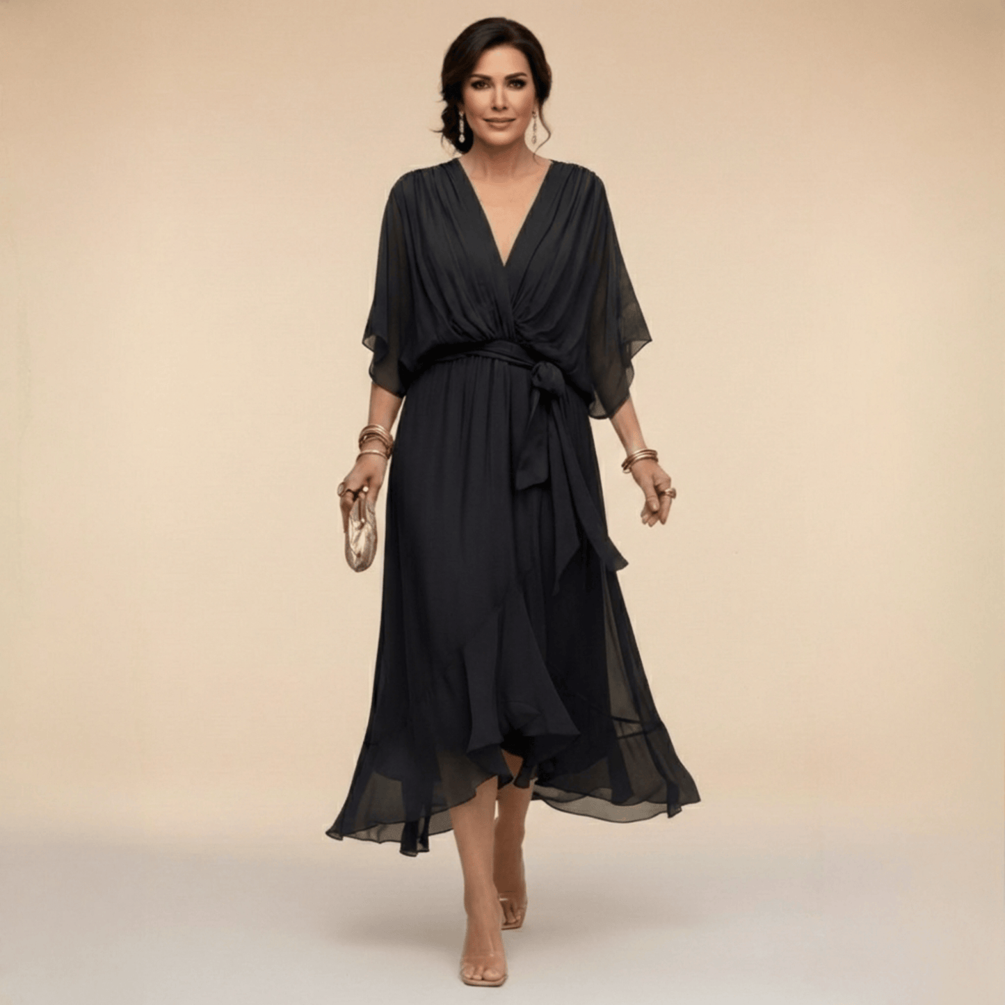 Avielle | Flowing Tie Waist Midi Dress