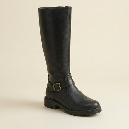 Carmine | Low Heel Buckle Strap Riding Boots