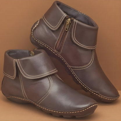 Hestia | Fold Over Leather Ankle Boots