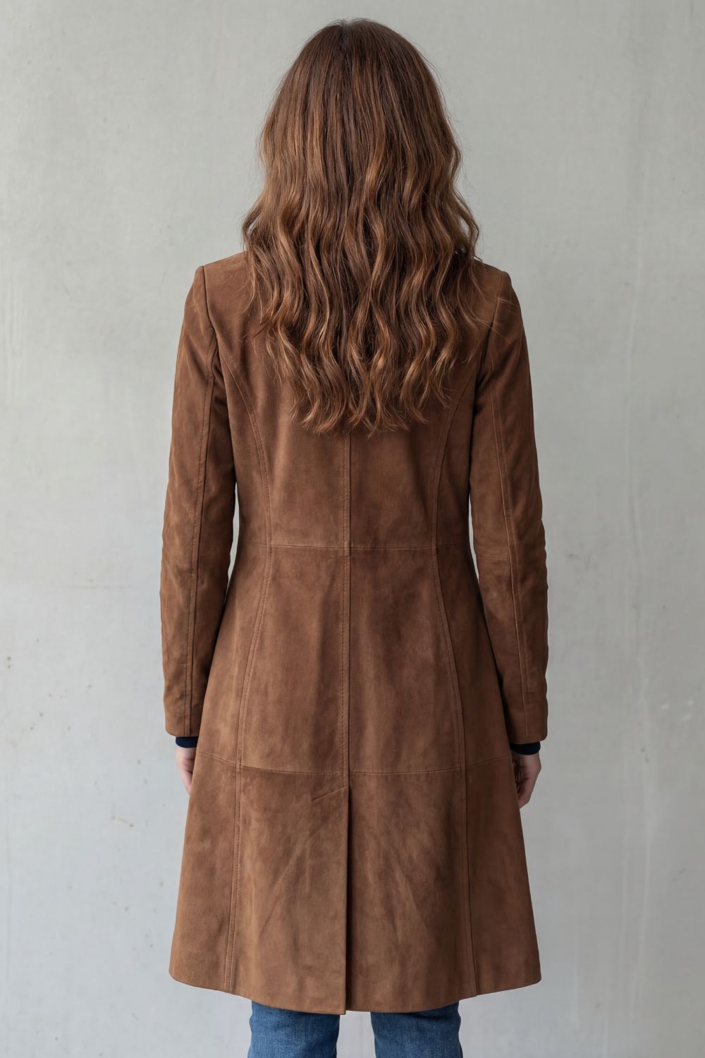Amarande | Tailored Suede Look Longline Coat