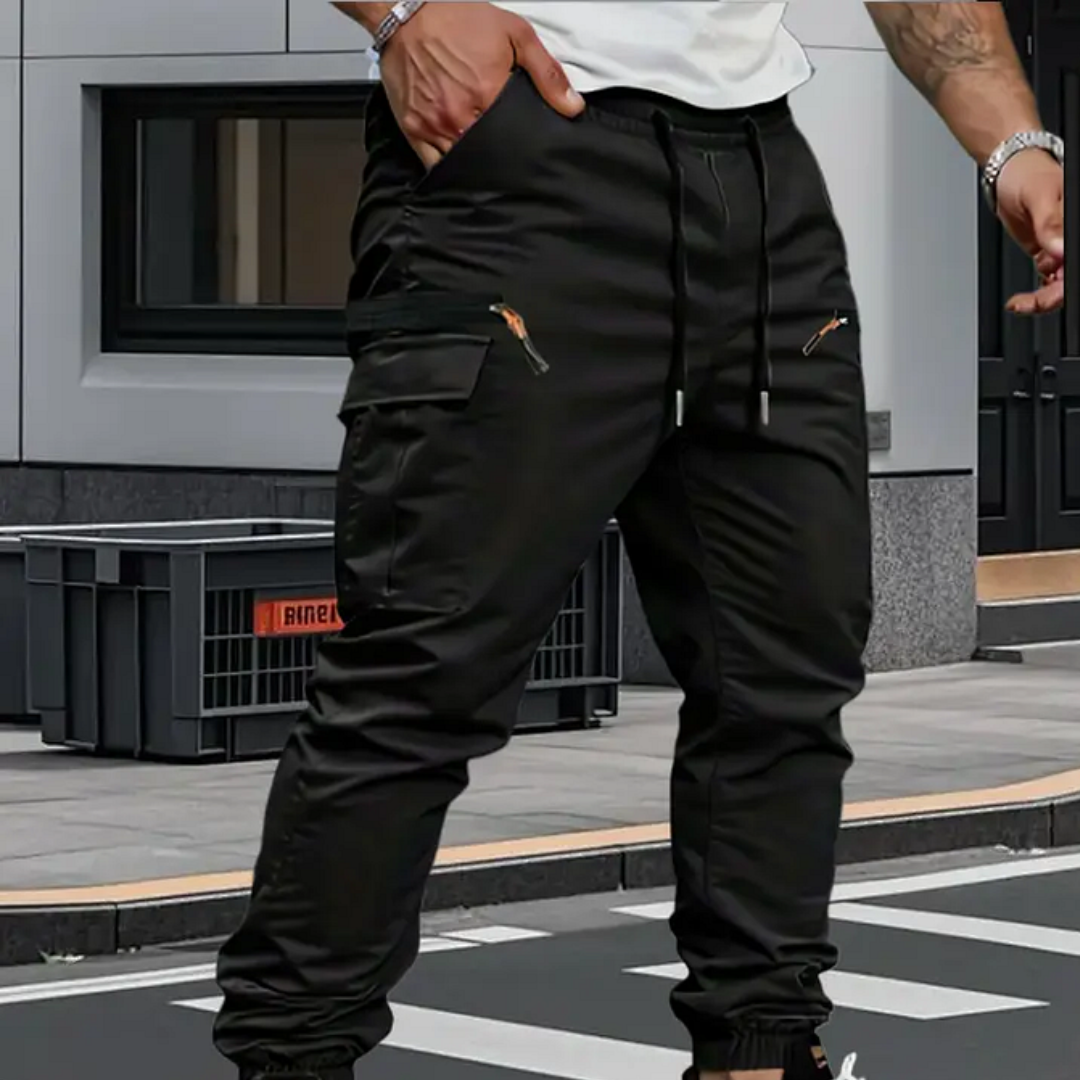 Axel | Zip Pocket Drawstring Slim Fit Cargo Joggers