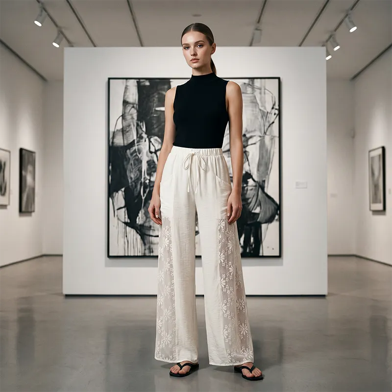 Rosavine | Relaxed Lace Insert Trousers
