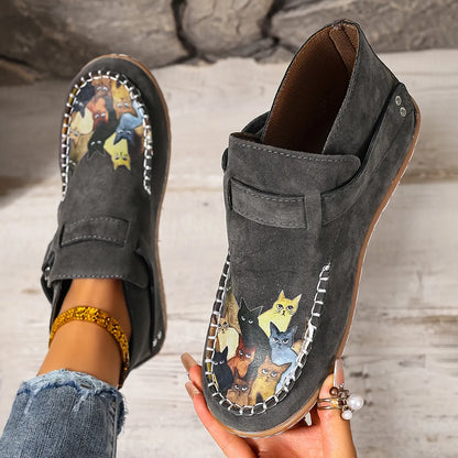 Flannery | Whimsical Cat Detail Casual Loafers