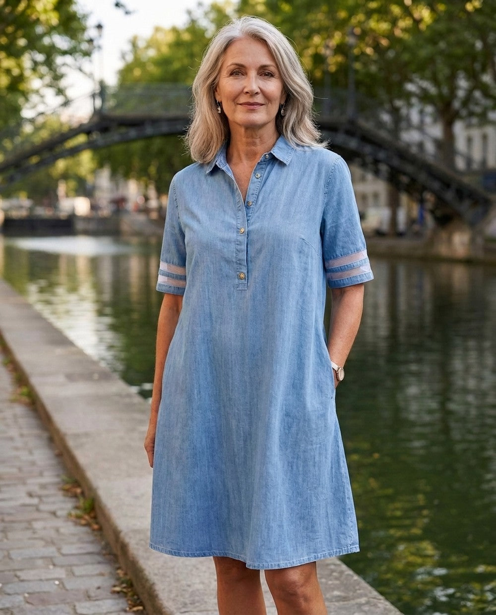 Paloma | Chambray Polo Mini Dress