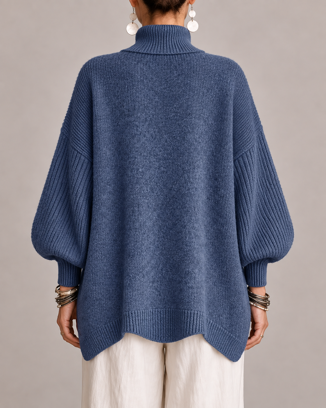 Nolisse | Relaxed Ribbed Sleeve Turtleneck Sweater