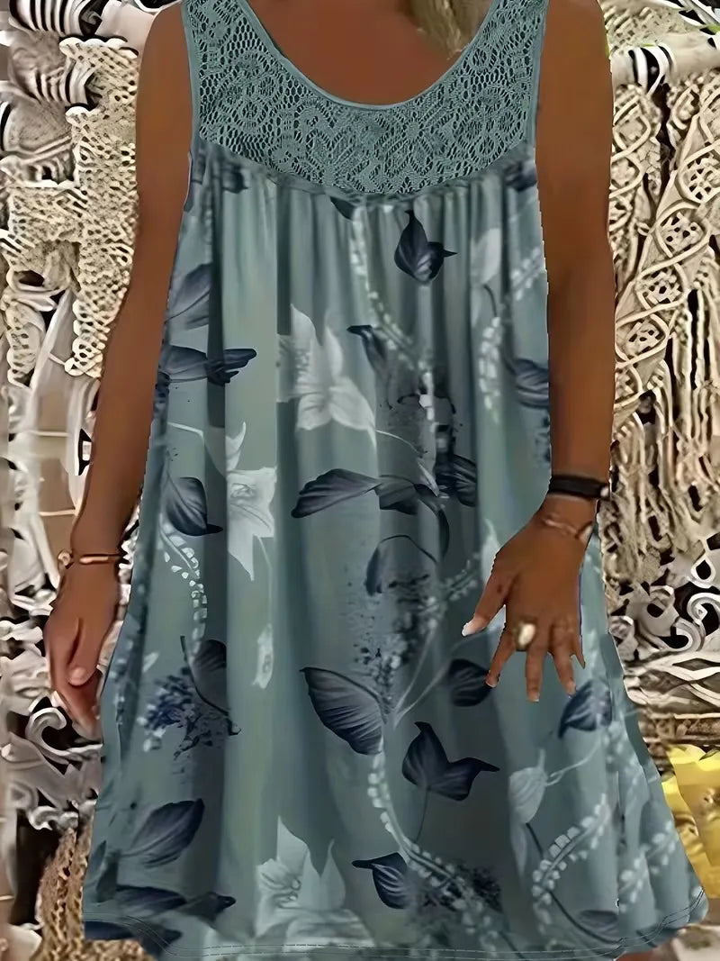Petalyn | Lace Yoke Floral Swing Dress