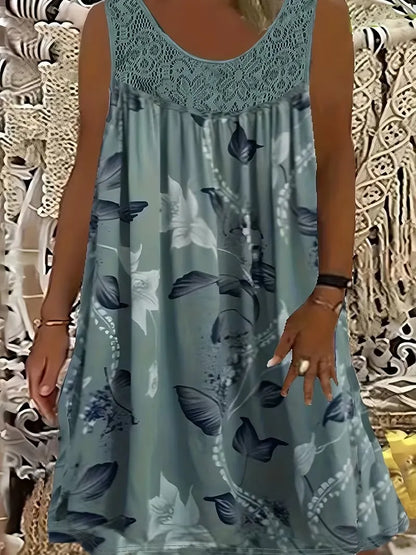 Petalyn | Lace Yoke Floral Swing Dress