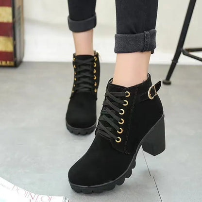 Sloane | Buckle Detail Lace Up Ankle Boots
