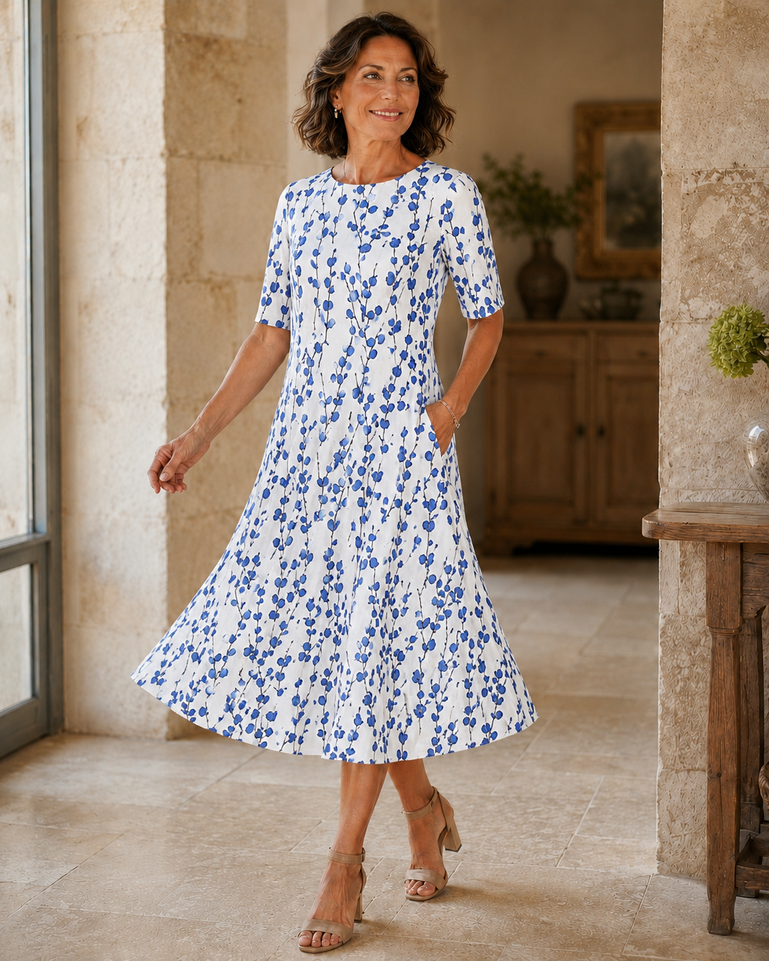 Nerine | Floral Print Midi Dress