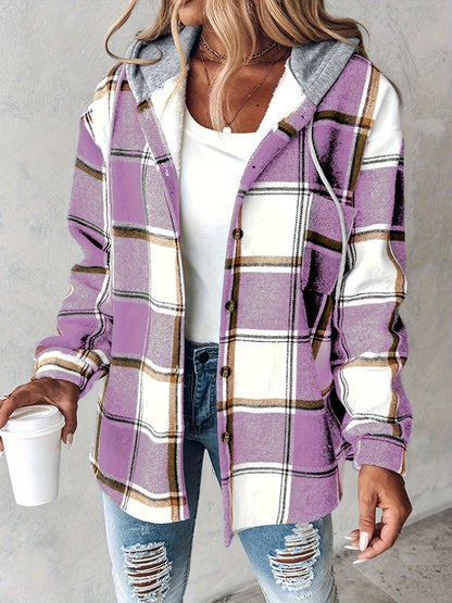 Orinthia | Plaid Hooded Shirt Jacket