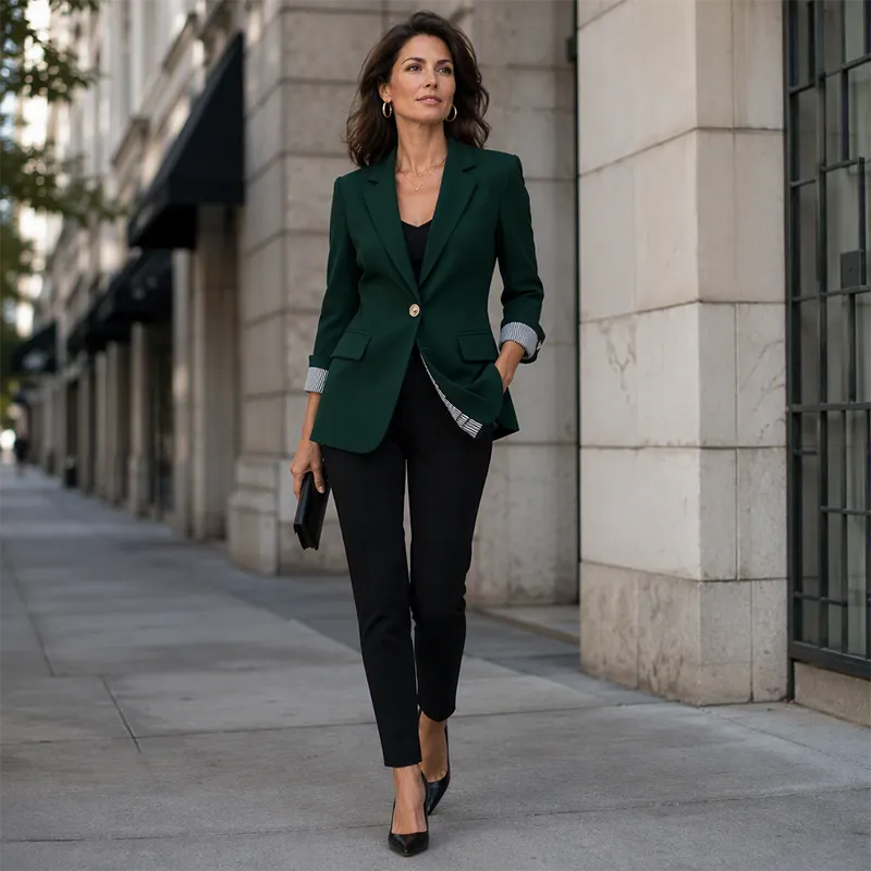 Kallista | Elegant Striped Cuff Blazer