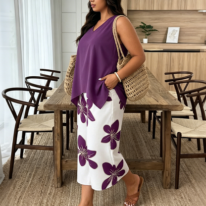 Lynette | Sleeveless Floral Two Piece Set