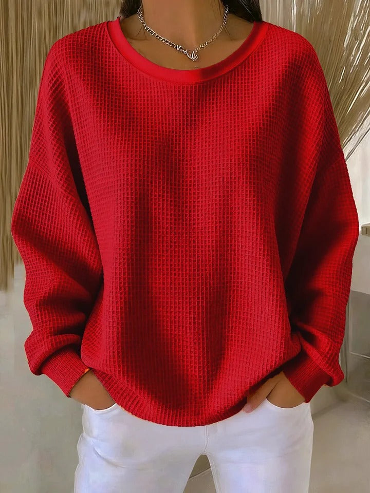 Velunara | Waffle Knit Casual Sweatshirt