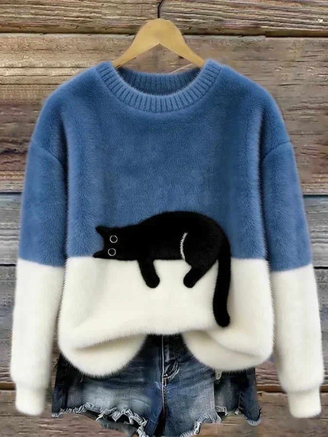 Uvelia | Cozy Cat Graphic Knit Sweater
