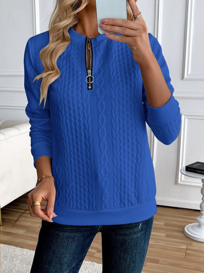 Phaeline | Cable Knit Half Zip Sweatshirt