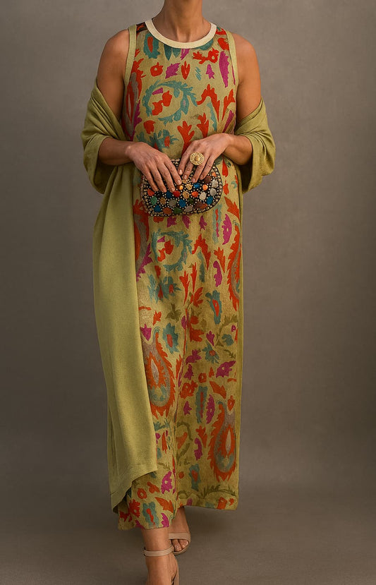Ysolenne | Vintage Pattern Shift Maxi Dress