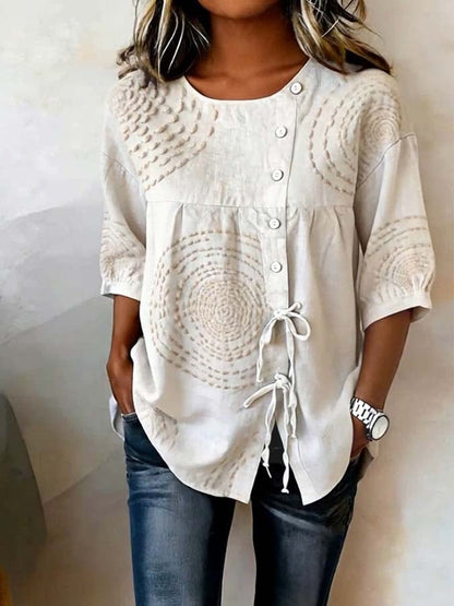 Mirethielle | Tie Front Casual Blouse