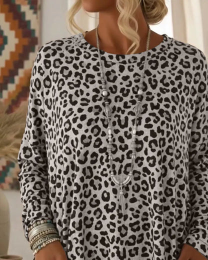 Zafira | Leopard Print Pocket Tunic Top