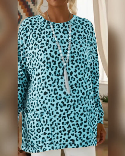Prunella | Relaxed Animal Print Long Sleeve Top
