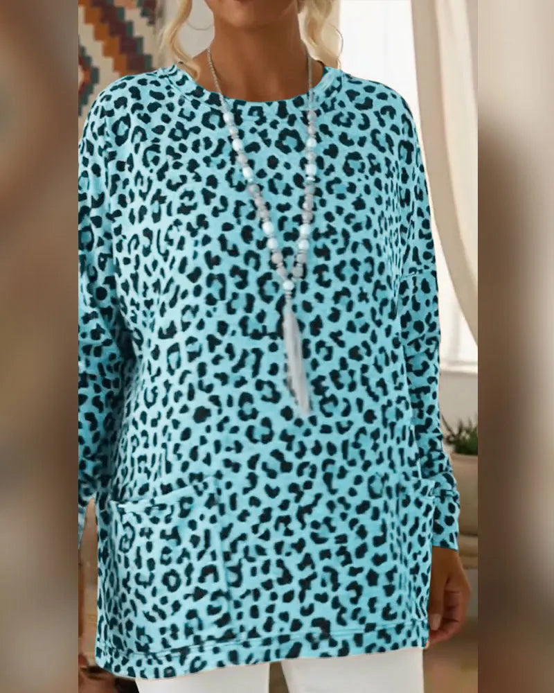 Zafira | Leopard Print Pocket Tunic Top