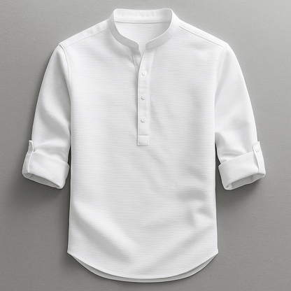 Dravion | Textured Button Neck Shirt