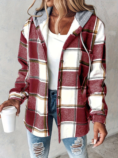 Orinthia | Plaid Hooded Shirt Jacket
