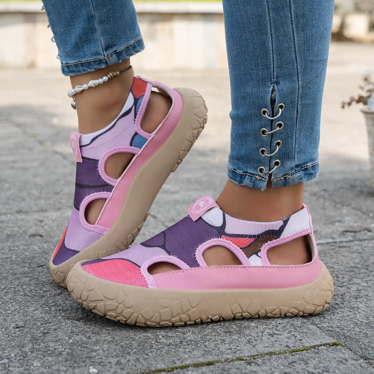 Elvara | Cushioned Cutout Walking Shoes