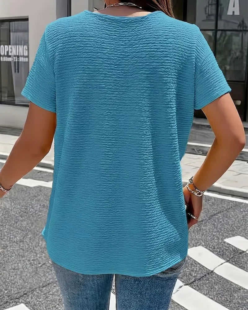 Mirelynn | Textured Button Detail Blouse