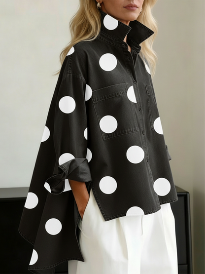 Coralie | Polka Dot Button Front Blouse