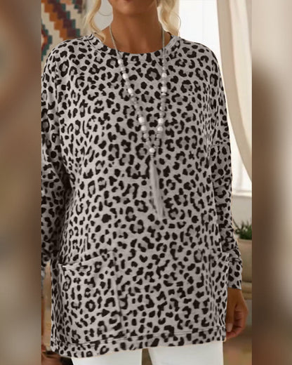 Prunella | Relaxed Animal Print Long Sleeve Top