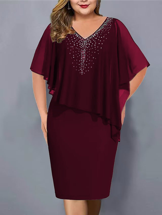 Faustine | Elegant Chiffon Cape Dress