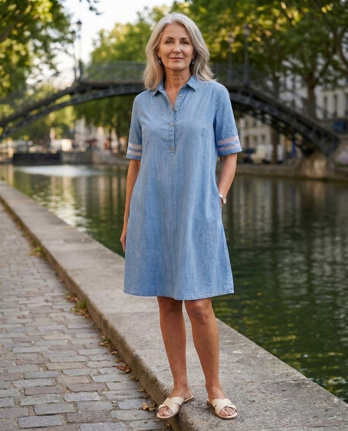 Paloma | Chambray Polo Mini Dress