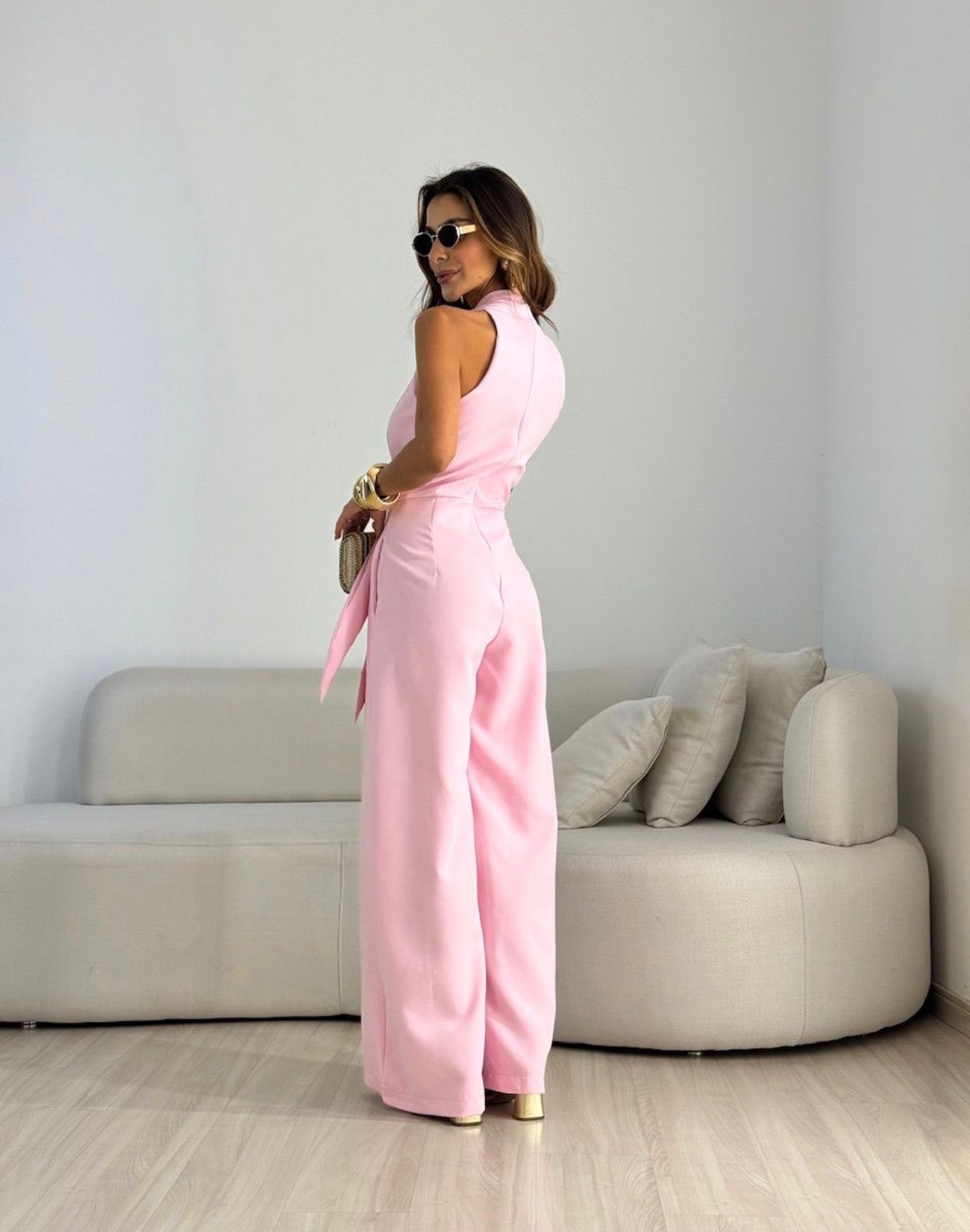 Xavielle | Draped Halter Wide Leg Jumpsuit