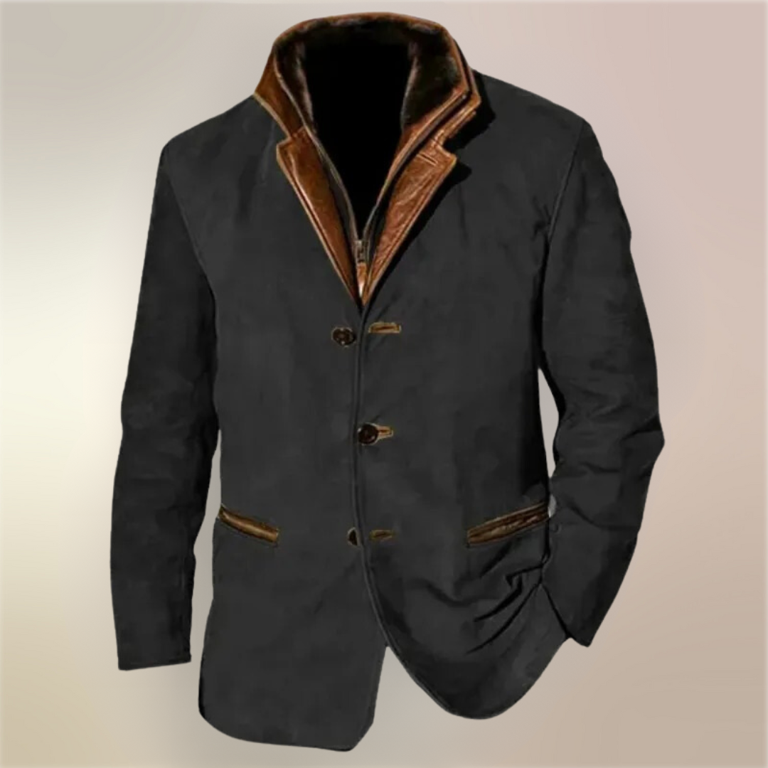Falkner | Contrast Trim Suede Effect Blazer