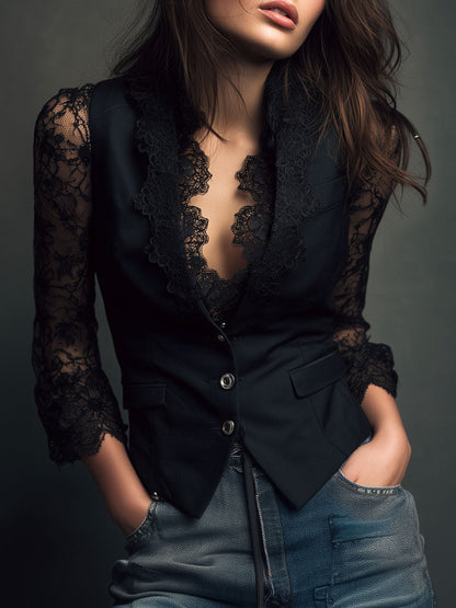 Opal | Elegant Lace Sleeve Blouse