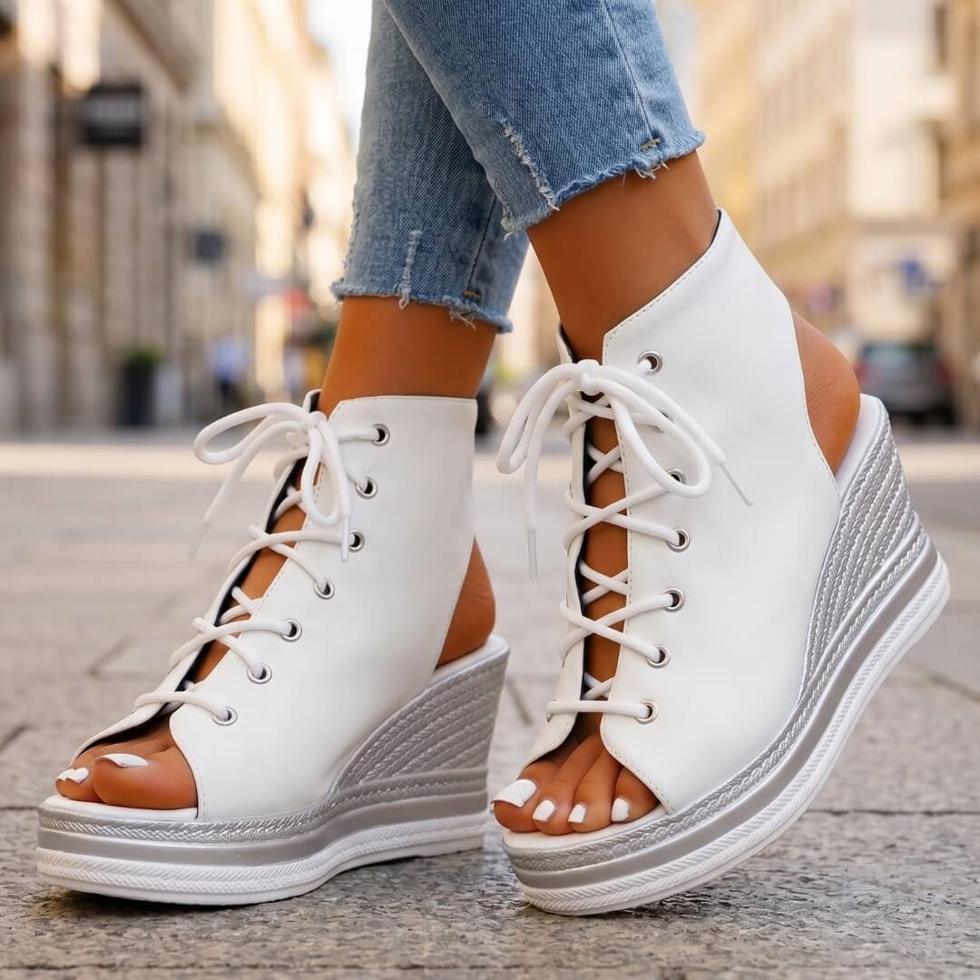 Violetta | Lace Up Wedge Sandals