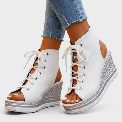 Seloria | Lace Up Platform Wedge Sandals