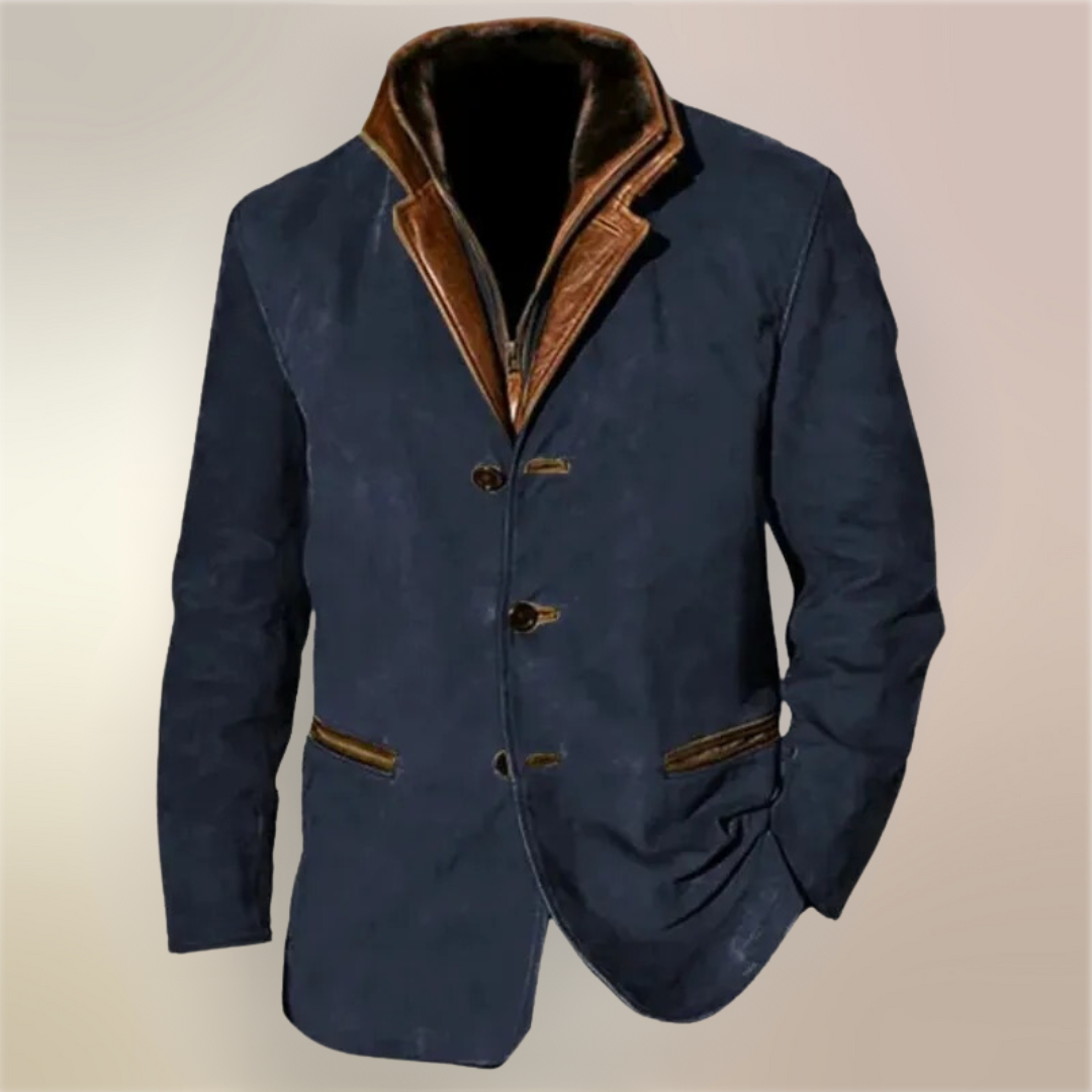 Falkner | Contrast Trim Suede Effect Blazer