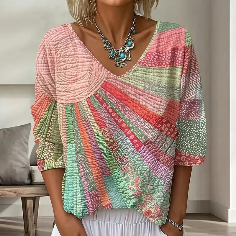 Avenora | Artistic Patchwork Blouse