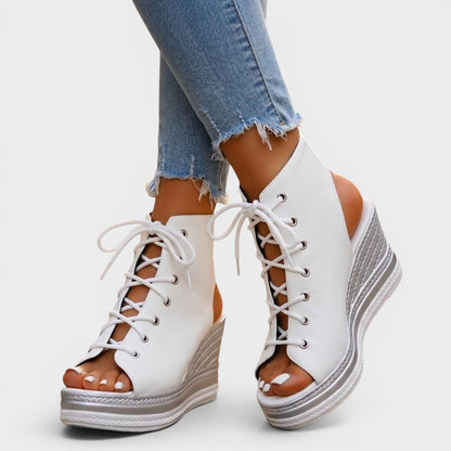Seloria | Lace Up Platform Wedge Sandals