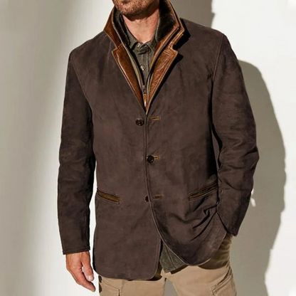 Falkner | Contrast Trim Suede Effect Blazer