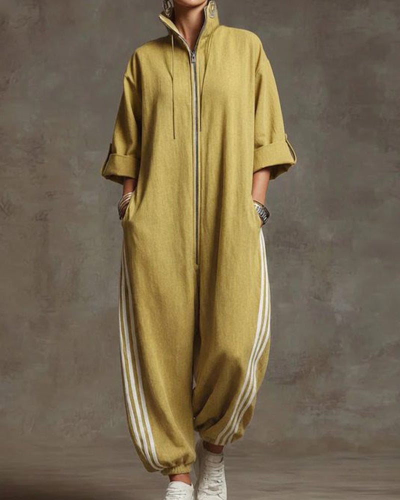Zylarenne | Zip Front Oversized Jumpsuit