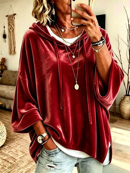 Halynne | Relaxed Velvet Knit Hoodie