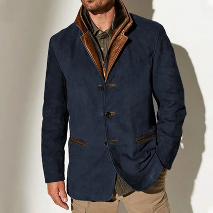 Falkner | Contrast Trim Suede Effect Blazer