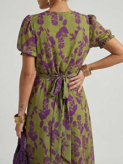 Wynora | Puff Sleeve Botanical Dress