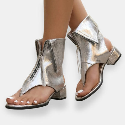 Velorique | Metallic Cut Out Dress Sandals