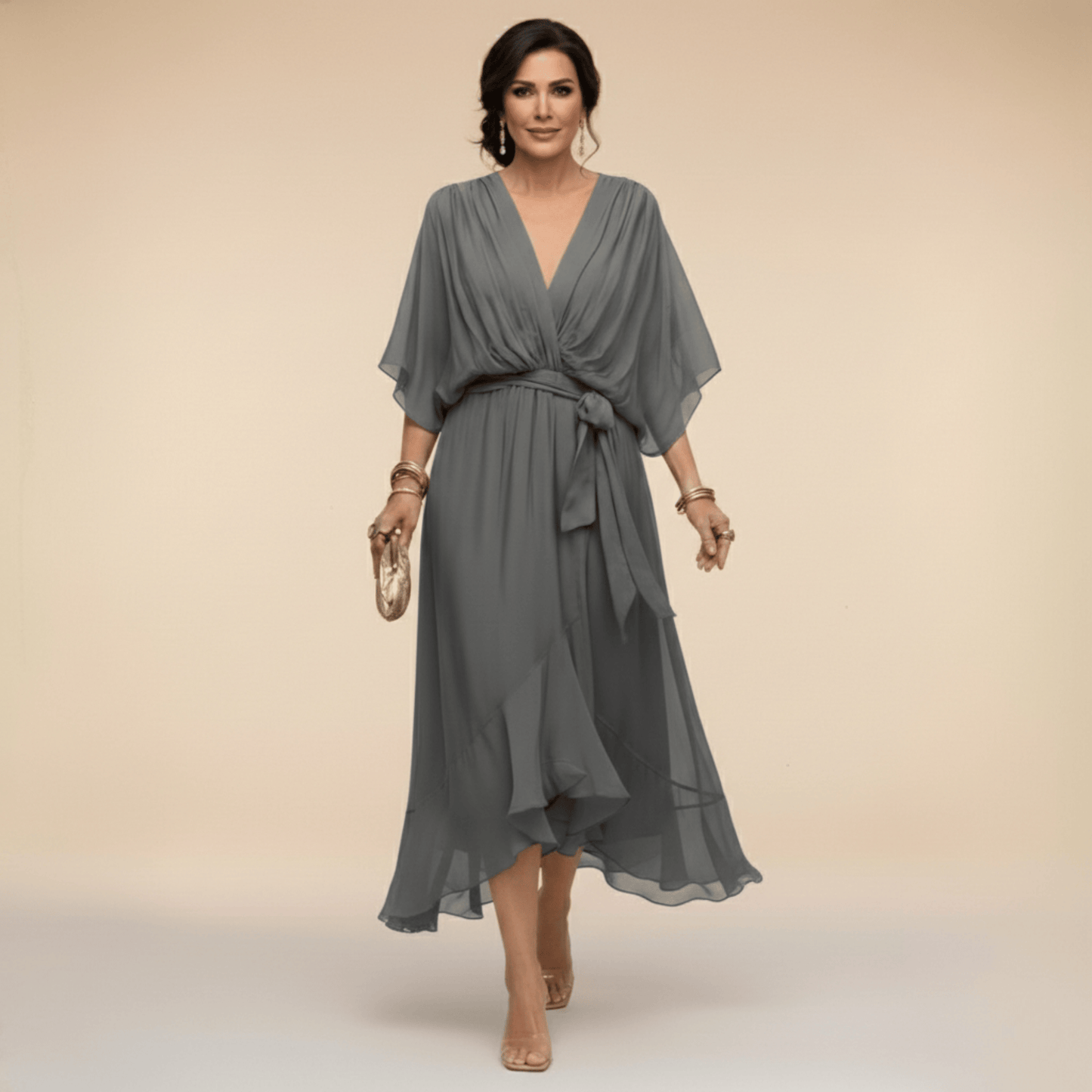 Avielle | Flowing Tie Waist Midi Dress