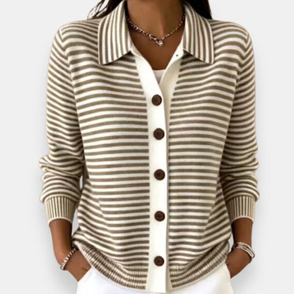 Adelaide | Striped Button Front Knit Cardigan